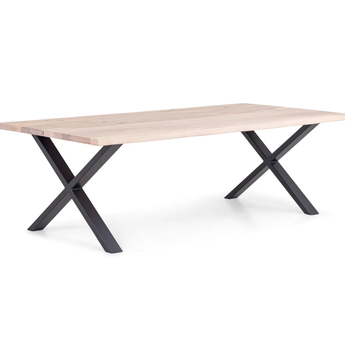 Nimara Aura plankebord - 300 x 95 cm - Hvidolieret eg med krydsben - Ikke forberedt til tillægsplader (Restparti)* Spiseborde