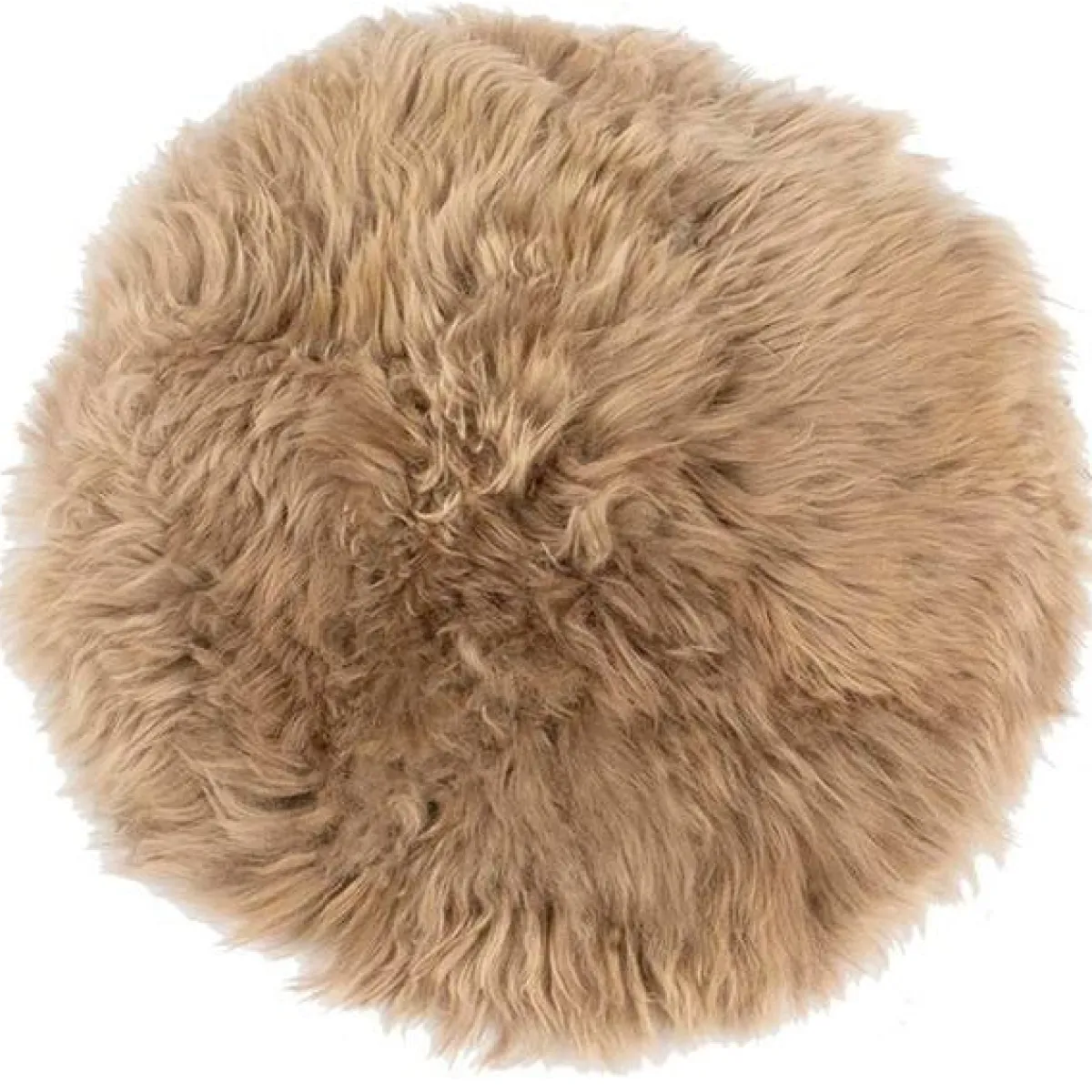 Nimara Beige rund lammeskindshynde Ø35 cm Imiteret* Sædehynder