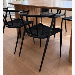 Nimara Bella spisebordsstol - Sort/sort med fletsæde* Spisebordsstole
