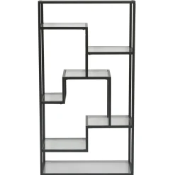 Nimara Bianca sort bogreol med glashylder 80x40x150* Reoler|Opbevaring Til Stuen