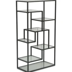 Nimara Bianca sort bogreol med glashylder 80x40x150* Reoler|Opbevaring Til Stuen