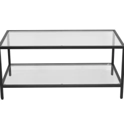 Nimara Bianca sort sofabord metalstel og glas - 100x50x40 cm* Sofaborde