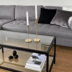 Nimara Bianca sort sofabord metalstel og glas - 100x50x40 cm* Sofaborde