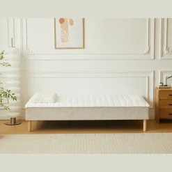 Nimara Boxmadras seng i beige 90x200 cm med 4 cm topmadras i PU-skum ekskl. ben* Boxmadrasser|Alle Senge