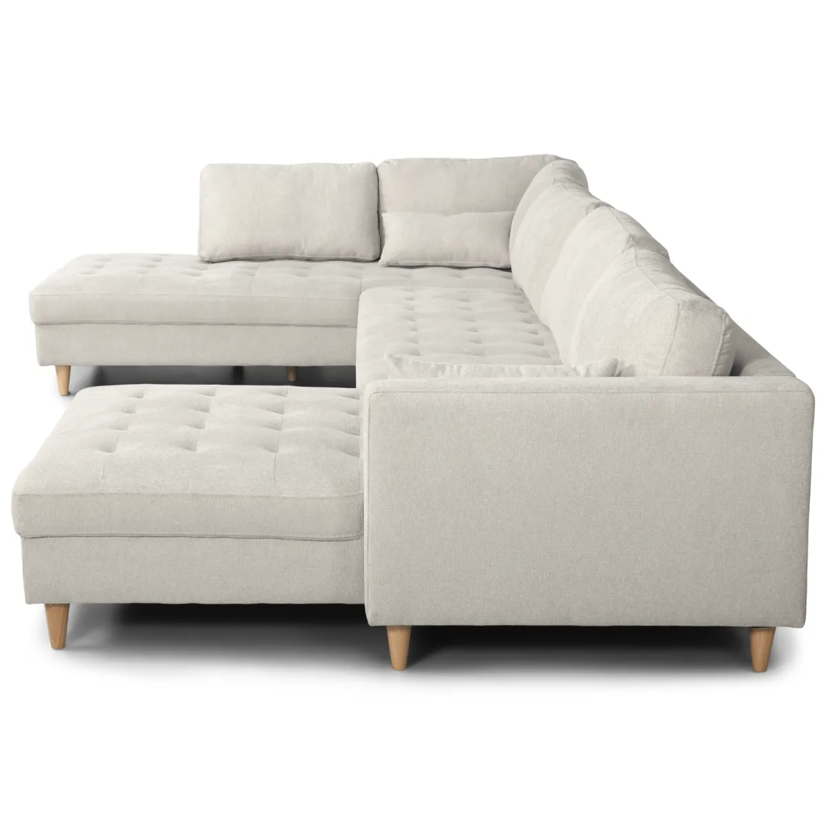 Nimara Brandy - højrevendt u-sofa i beige med chaiselong - L: 366 x D: 211 x H: 80 cm* Sofaer