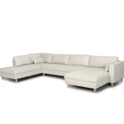 Nimara Brandy - højrevendt u-sofa i beige med chaiselong - L: 366 x D: 211 x H: 80 cm* Sofaer