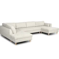 Nimara Brandy - højrevendt u-sofa i beige med chaiselong - L: 366 x D: 211 x H: 80 cm* Sofaer