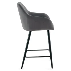 Nimara Carlo - barstol grå velour med armlæn 65 cm* Barstole