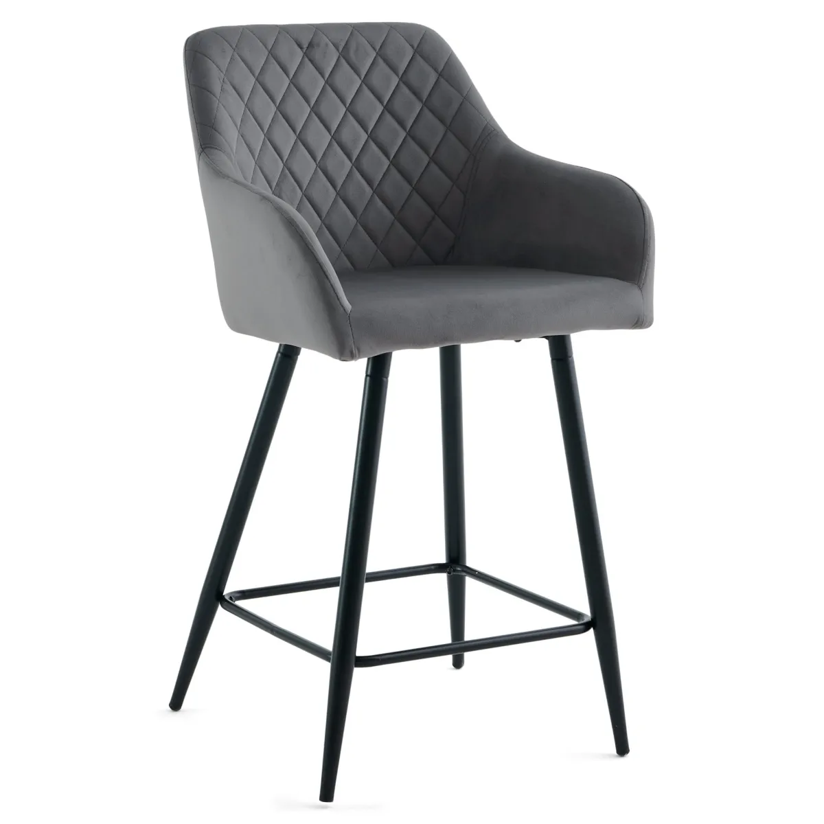 Nimara Carlo - barstol grå velour med armlæn 65 cm* Barstole