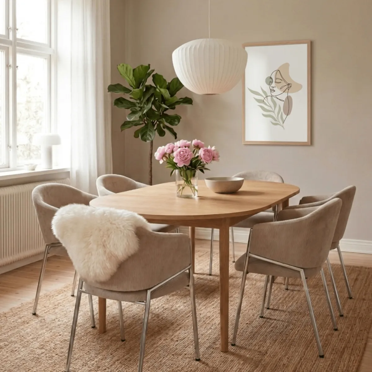 Nimara Carolina spisebordsstol - Chrome i Taupe fløjl* Spisebordsstole
