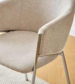 Nimara Carolina spisebordsstol i beige tekstil med chrome ben* Spisebordsstole