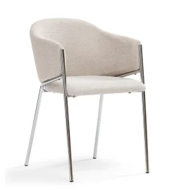 Nimara Carolina spisebordsstol i beige tekstil med chrome ben* Spisebordsstole