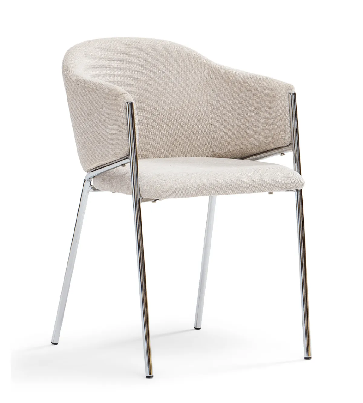Nimara Carolina spisebordsstol i beige tekstil med chrome ben* Spisebordsstole