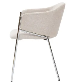 Nimara Carolina spisebordsstol i beige tekstil med chrome ben* Spisebordsstole
