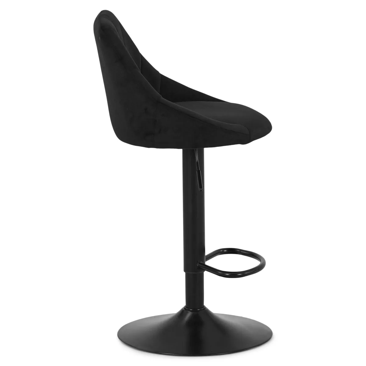 Nimara Cassie - Sort justerbar barstol i velour med drejefunktion 360 grader* Barstole