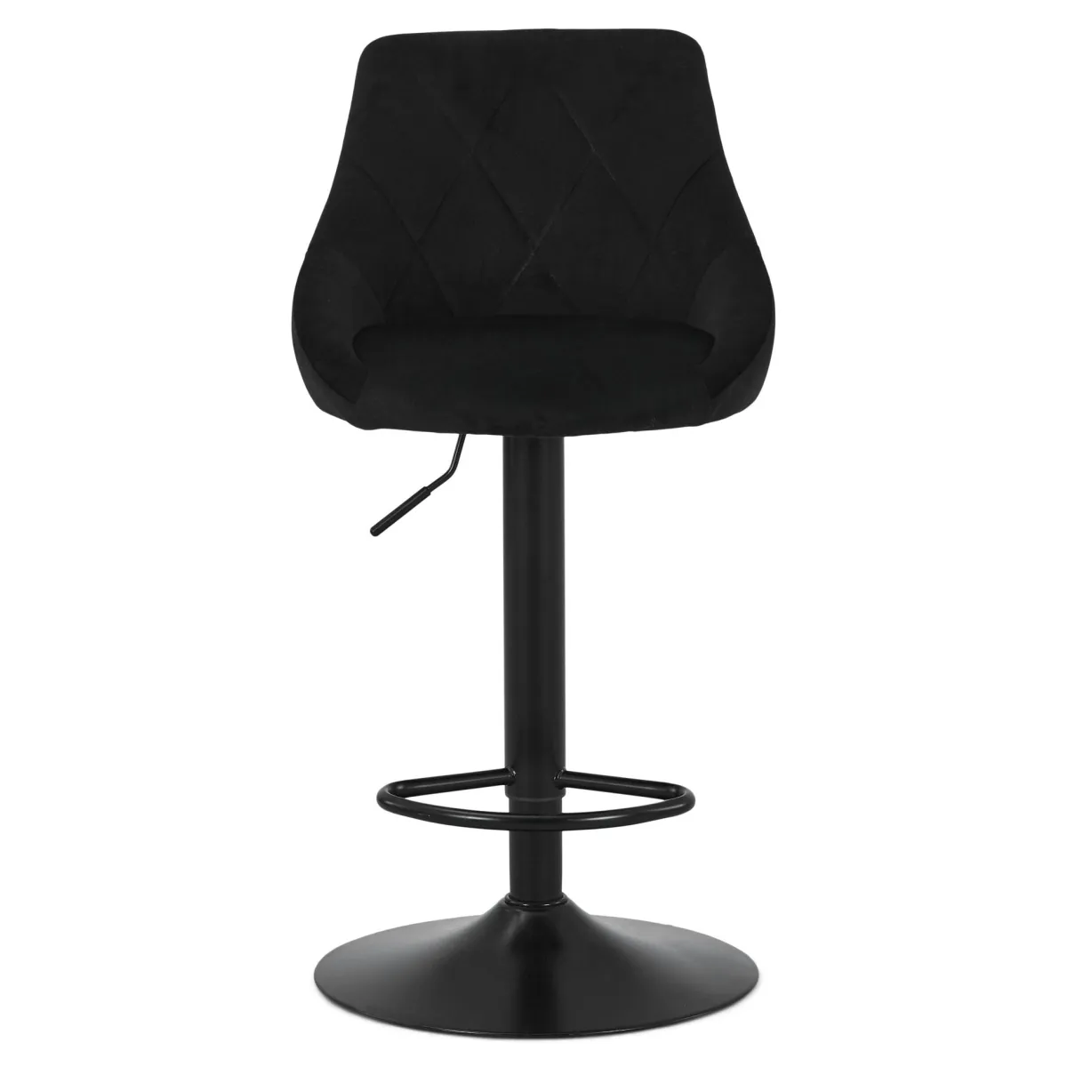 Nimara Cassie - Sort justerbar barstol i velour med drejefunktion 360 grader* Barstole
