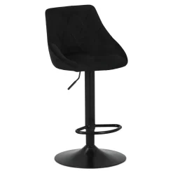 Nimara Cassie - Sort justerbar barstol i velour med drejefunktion 360 grader* Barstole