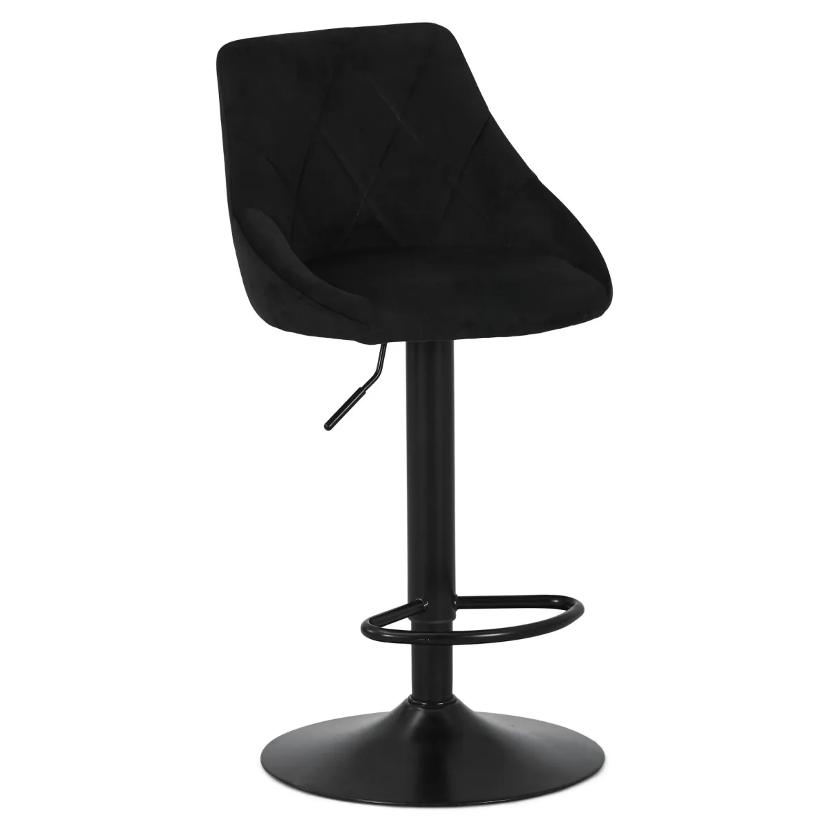 Nimara Cassie - Sort justerbar barstol i velour med drejefunktion 360 grader* Barstole