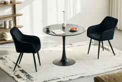 Nimara Diego rundt spisebord i sort med trompetfod Ø90 cm* Spiseborde