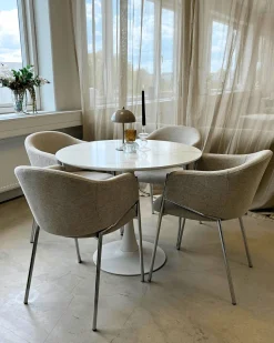 Nimara Diego spisebord i hvid marmor look Ø90* Spiseborde