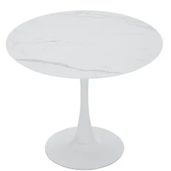 Nimara Diego spisebord i hvid marmor look Ø90* Spiseborde