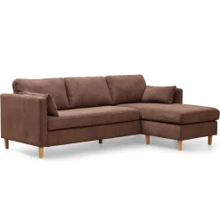 Nimara Ellis - Højrevendt og venstrevendt vendbar chaiselong sofa brun fløjl - L: 215 x D: 82 x H: 78 cm* Sofaer