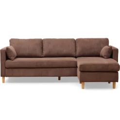 Nimara Ellis - Højrevendt og venstrevendt vendbar chaiselong sofa brun fløjl - L: 215 x D: 82 x H: 78 cm* Sofaer