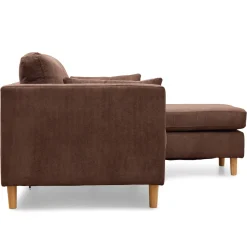 Nimara Ellis - Højrevendt og venstrevendt vendbar chaiselong sofa brun fløjl - L: 215 x D: 82 x H: 78 cm* Sofaer