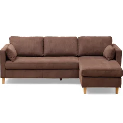 Nimara Ellis - Højrevendt og venstrevendt vendbar chaiselong sofa brun fløjl - L: 215 x D: 82 x H: 78 cm* Sofaer