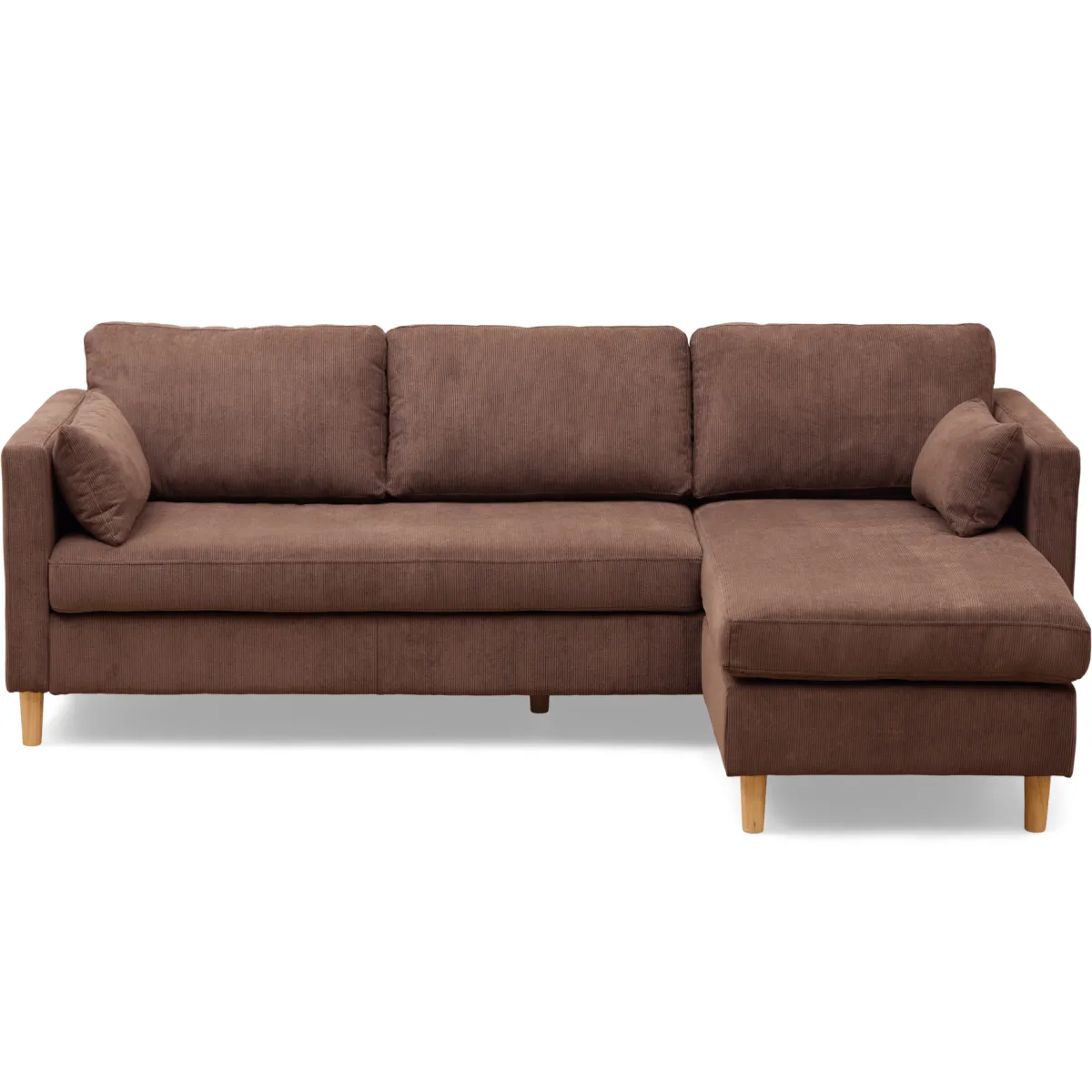 Nimara Ellis - Højrevendt og venstrevendt vendbar chaiselong sofa brun fløjl - L: 215 x D: 82 x H: 78 cm* Sofaer