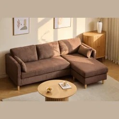 Nimara Ellis - Højrevendt og venstrevendt vendbar chaiselong sofa brun fløjl - L: 215 x D: 82 x H: 78 cm* Sofaer