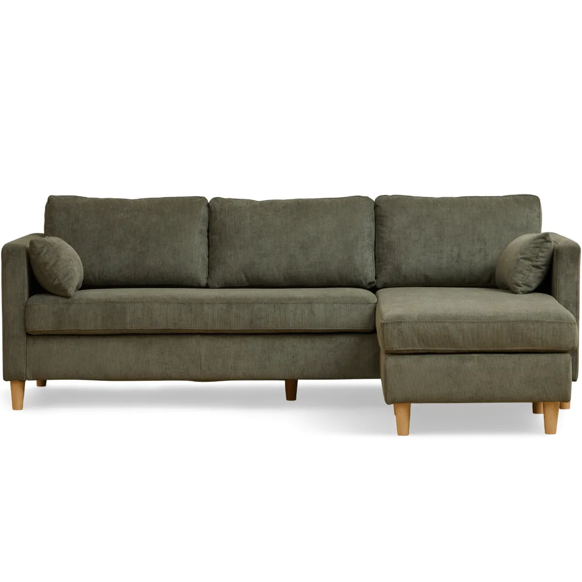 Nimara Ellis - Højrevendt og venstrevendt vendbar chaiselong sofa grøn fløjl - L: 215 x D: 82 x H: 78 cm* Sofaer