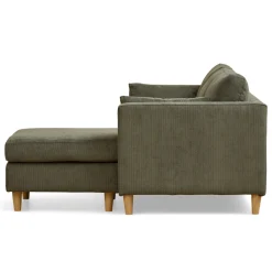 Nimara Ellis - Højrevendt og venstrevendt vendbar chaiselong sofa grøn fløjl - L: 215 x D: 82 x H: 78 cm* Sofaer
