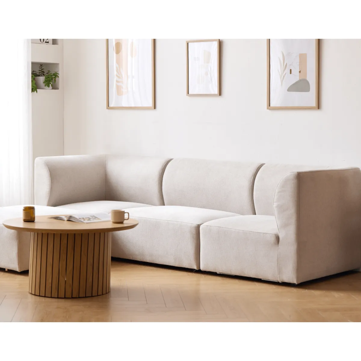Nimara Emilia modulsofa i beige 3 moduler højre- og venstrevendt chaiselong L: 243 X D: 158 X H: 72 cm* Sofaer