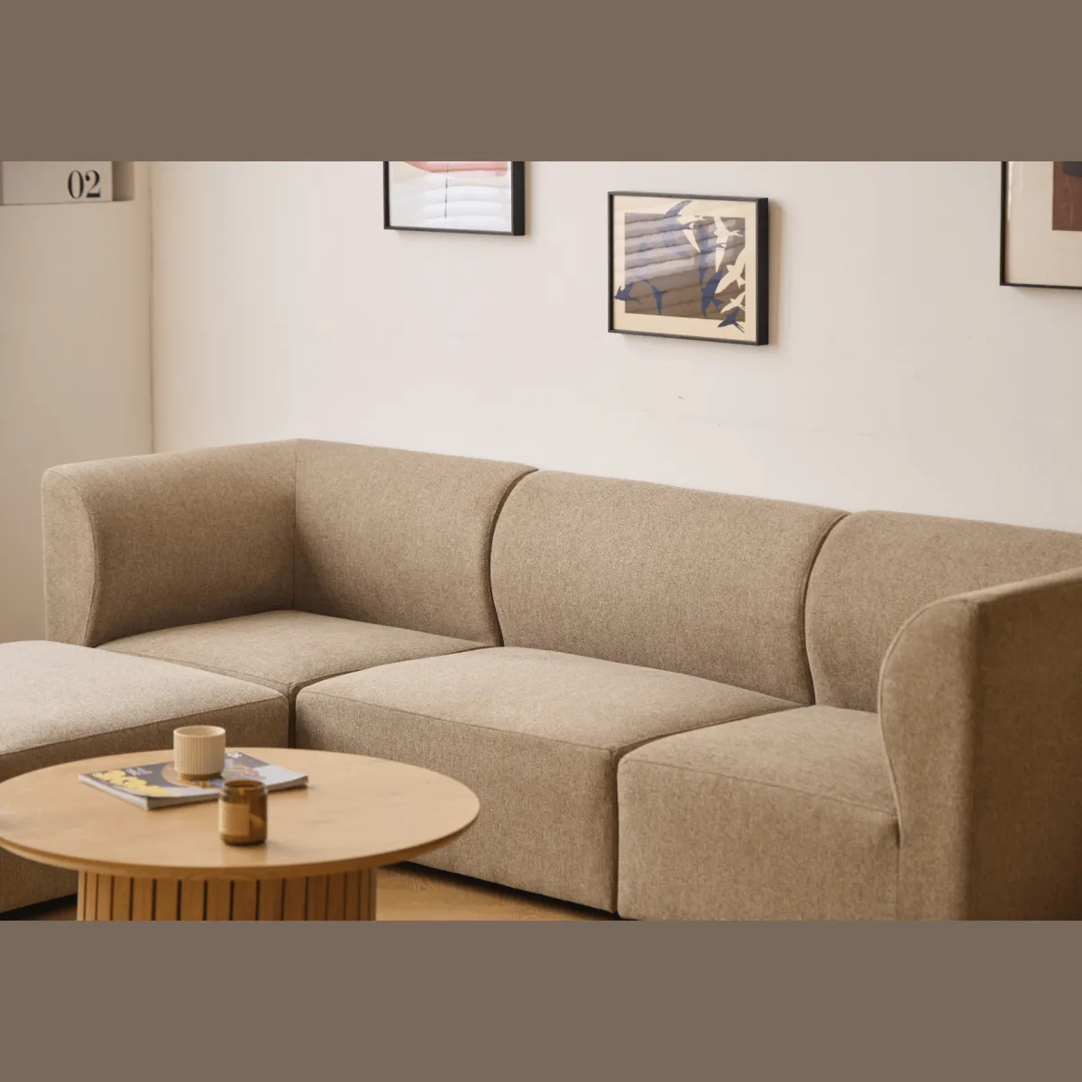 Nimara Emilia modulsofa i sand 3 moduler højre- og venstrevendt chaiselong L: 243 X D: 158 X H: 72 cm* Sofaer