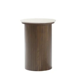 Nimara Enzo sidebord i stenbordplade med røget eg lamelfod Ø40 cm* Hjørneborde & Sengeborde|Hjørneborde & Sengeborde