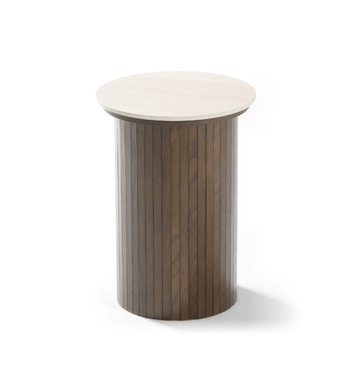 Nimara Enzo sidebord i stenbordplade med røget eg lamelfod Ø40 cm* Hjørneborde & Sengeborde|Hjørneborde & Sengeborde