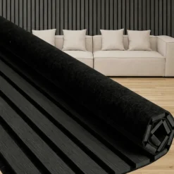 Nimara Fleksibel akustikpanel i sort egetræsfiner 1200x520x18 mm* Akustikpaneler I Sort|Akustikpaneler I Røget Eg