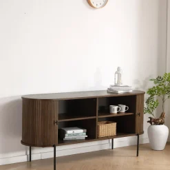 Nimara Florence jalousi skab med lameller i røget eg 160x45x75 cm* Kommoder & Skænke|Kommoder & Skænke