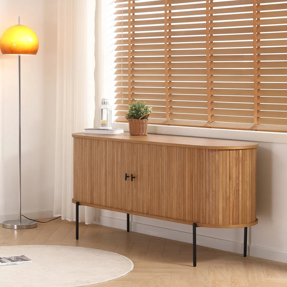 Nimara Florence jalousi skab med lameller i eg 160x45x75 cm* Kommoder & Skænke|Kommoder & Skænke