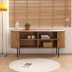 Nimara Florence jalousi skab med lameller i eg 160x45x75 cm* Kommoder & Skænke|Kommoder & Skænke