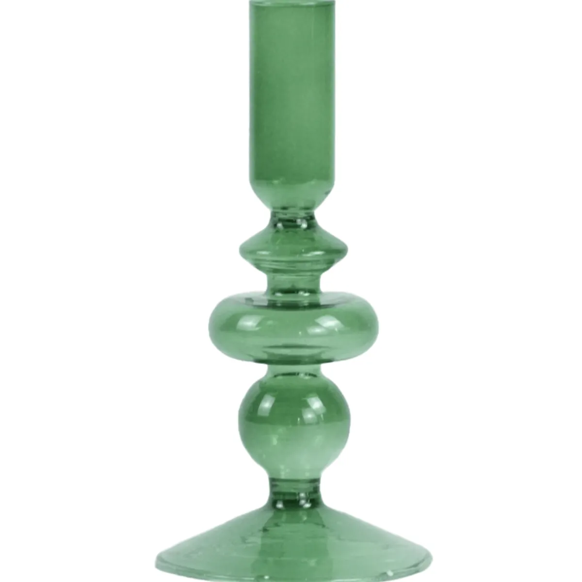 Nimara Gracie glas lysestage grøn 18 cm* Lysestager