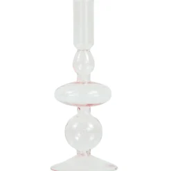 Nimara Gracie glas lysestage lyserød 18 cm* Lysestager