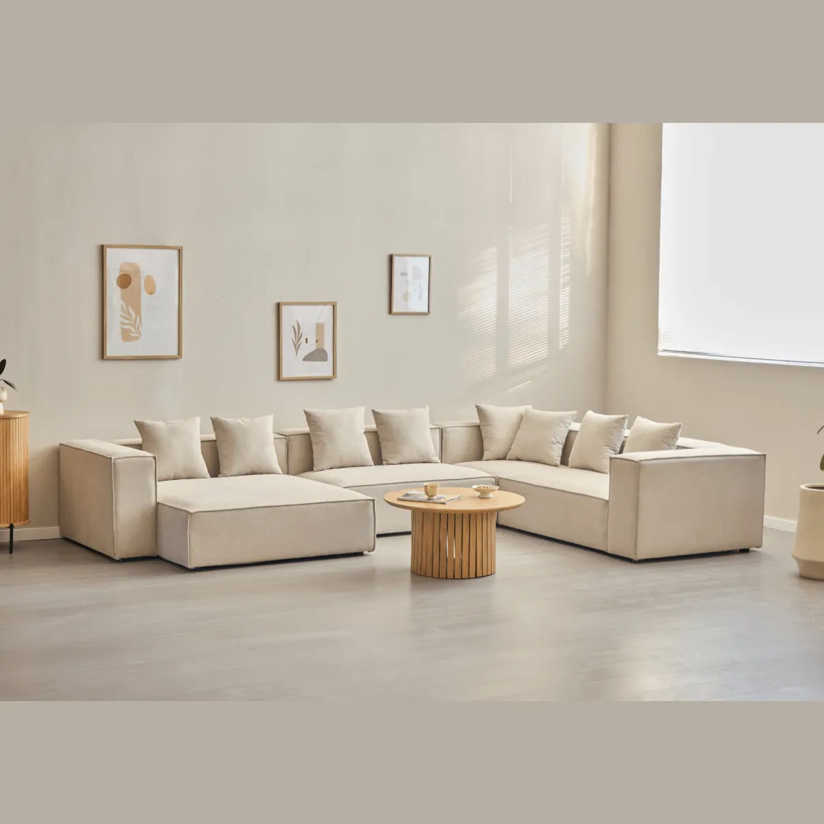 Nimara Hailey - Hjørnesofa modulsofa i beige med 4 moduler (Opstilling 1) L: 368 X D: 247 X H: 65 cm* Sofaer