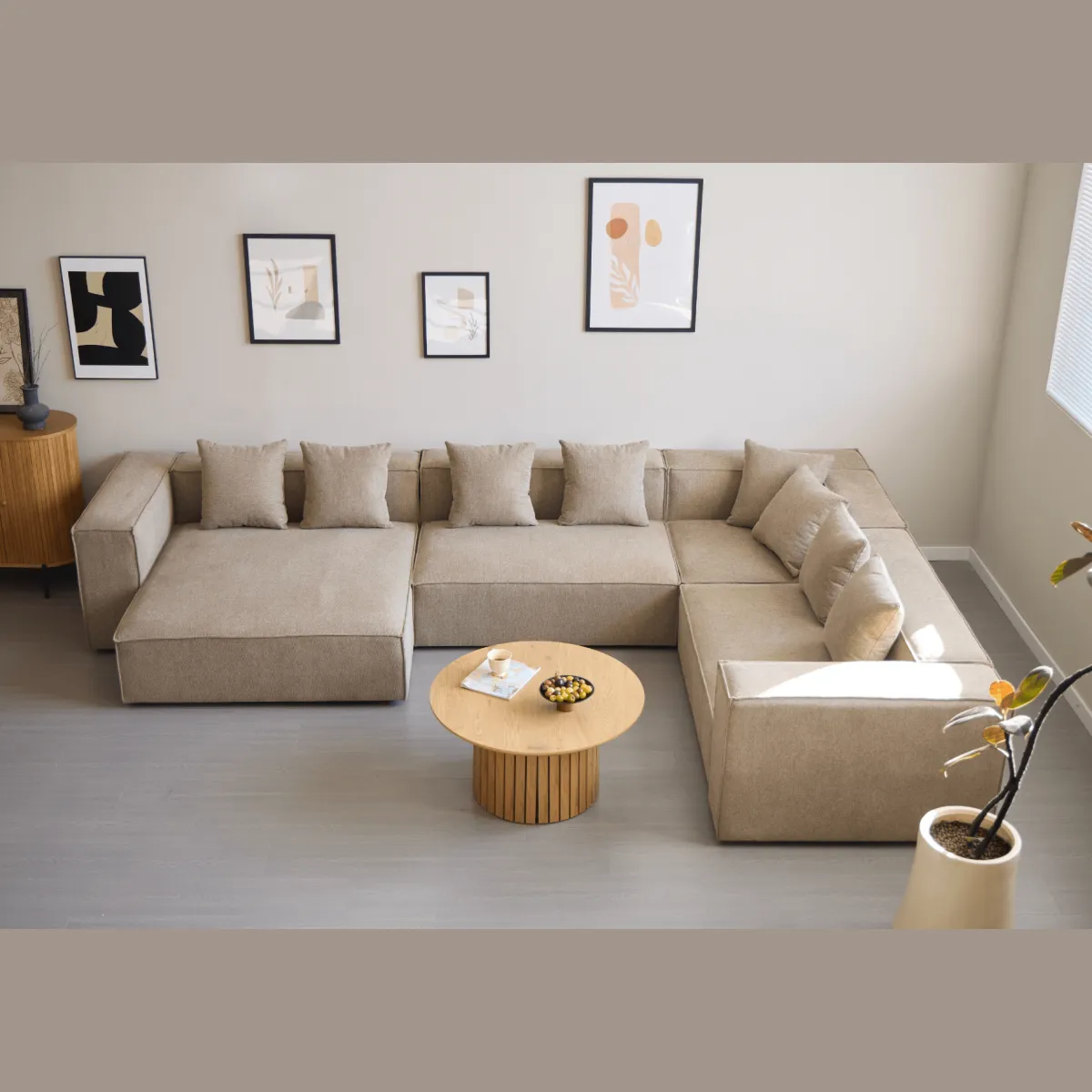 Nimara Hailey - U-sofa modulsofa i sand med 4 moduler - Højrevendt chaiselong L: 368 X D: 247 X H: 65 cm* Sofaer