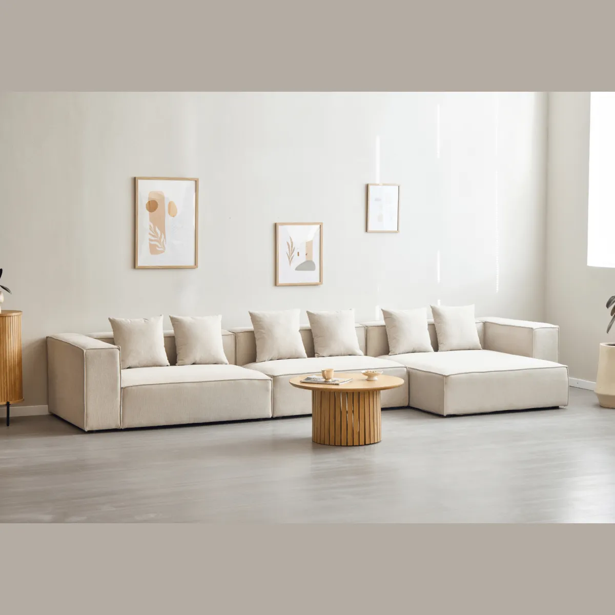 Nimara Hailey - Venstrevendt chaiselong modulsofa i beige med 3 moduler L: 415 X D: 148 X H: 65 cm* Sofaer