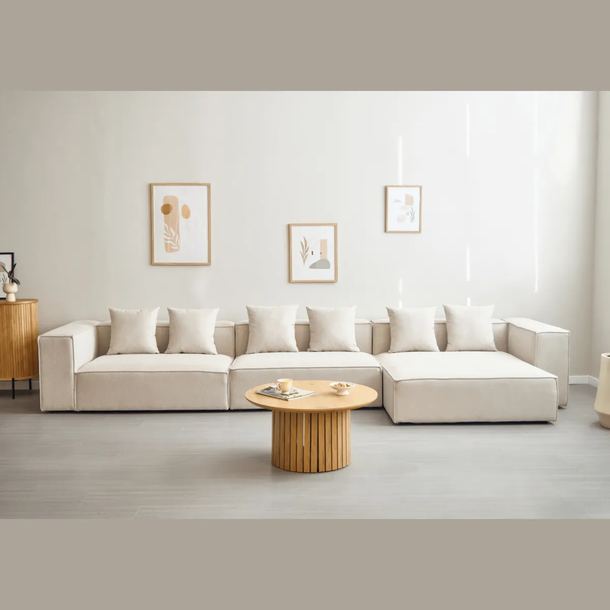 Nimara Hailey - Venstrevendt chaiselong modulsofa i beige med 3 moduler L: 415 X D: 148 X H: 65 cm* Sofaer