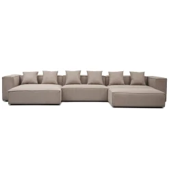 Nimara Hailey - Venstrevendt chaiselong modulsofa med puf i sand L: 415 X D: 172 X H: 65 cm* Sofaer