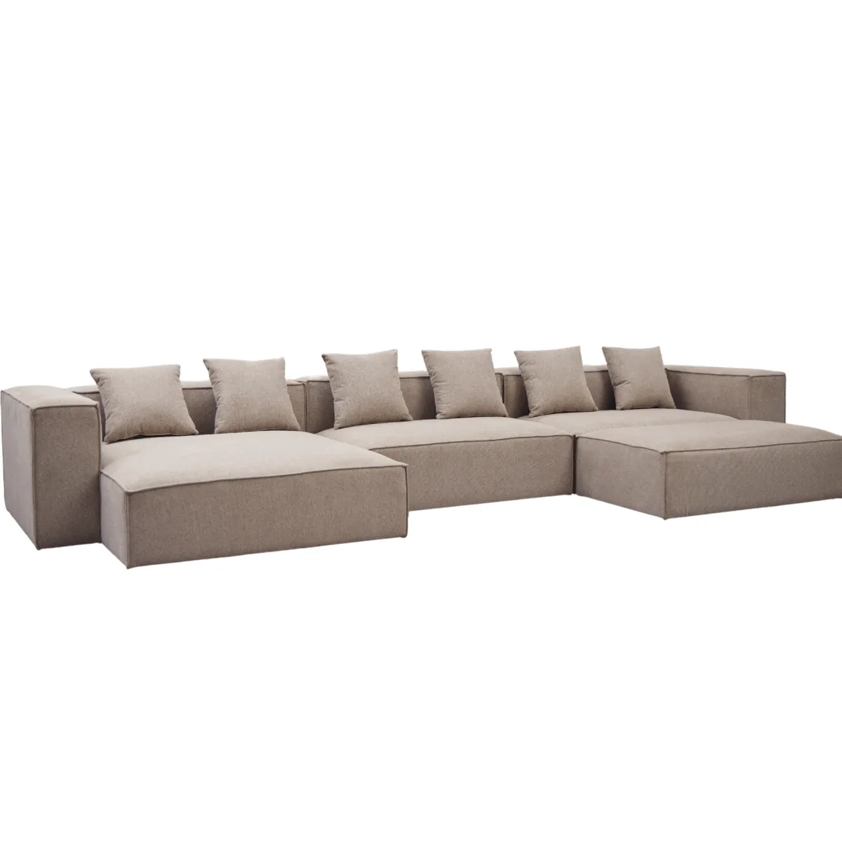 Nimara Hailey - Venstrevendt chaiselong modulsofa med puf i sand L: 415 X D: 172 X H: 65 cm* Sofaer