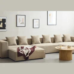 Nimara Hailey - Venstrevendt chaiselong modulsofa med puf i sand L: 415 X D: 172 X H: 65 cm* Sofaer